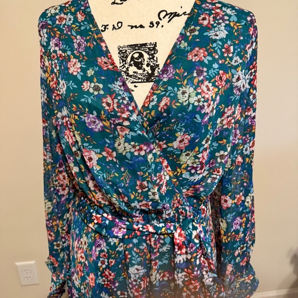 Maxi Dress, GREEN Semi Sheer Lined, L/S Sz L, NWOT - Picture 3 of 4